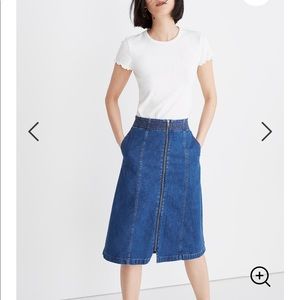 MADEWELL Rigid Denim Zip Midi Skirt